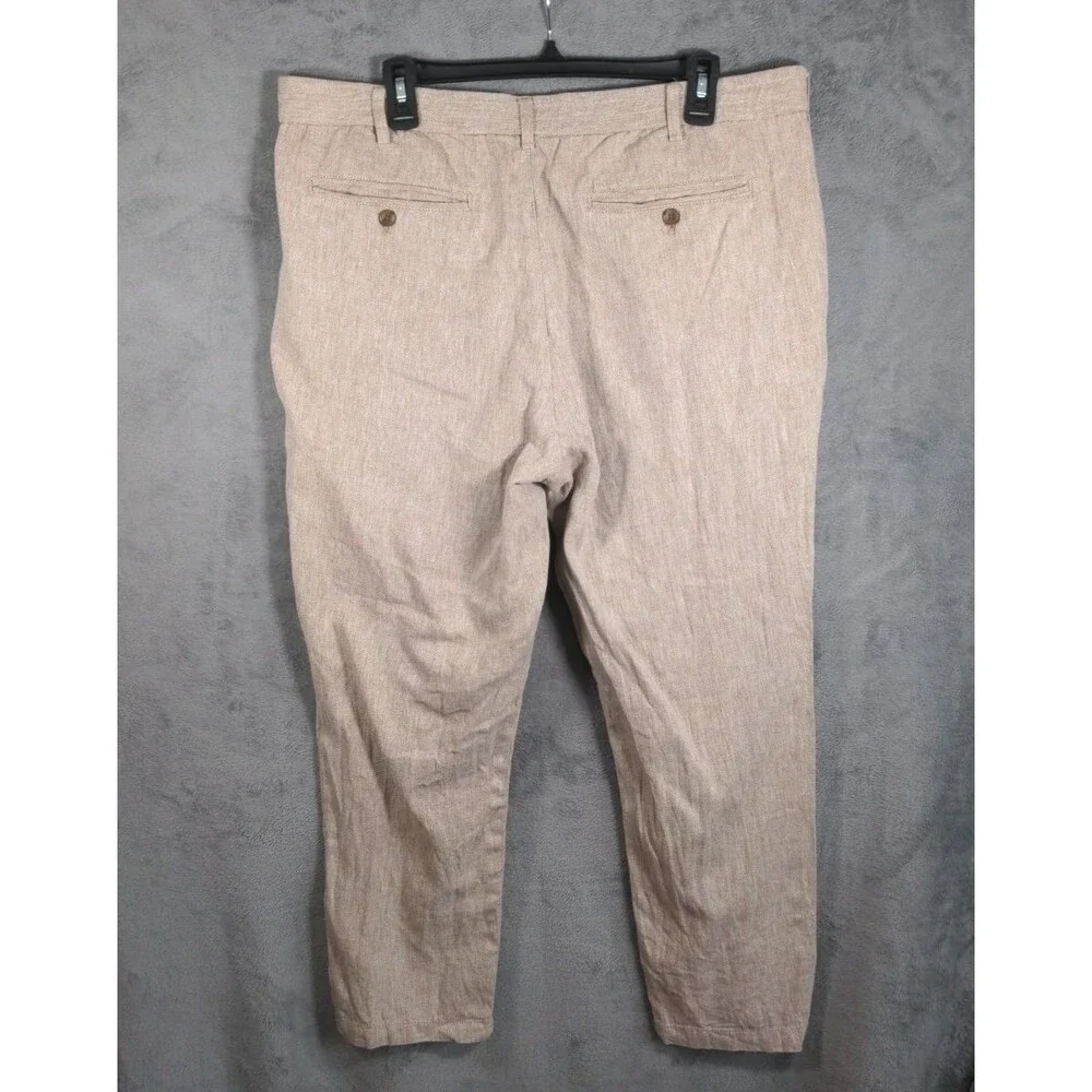 Banana Republic Linen Blend Pants Size 38x32 Athletic Fit Khaki Old Money
